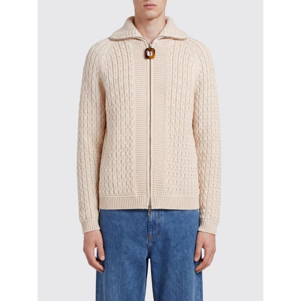 Cotton-Blend Zip-Up Cardigan Jw Anderson With A Ribbed Collar And Cuffs